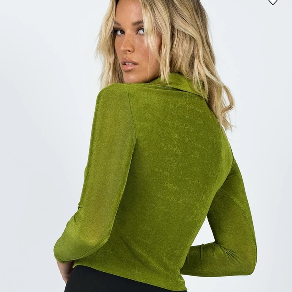 Princess Polly Olive Button Down Shirt - Picture 4 of 5